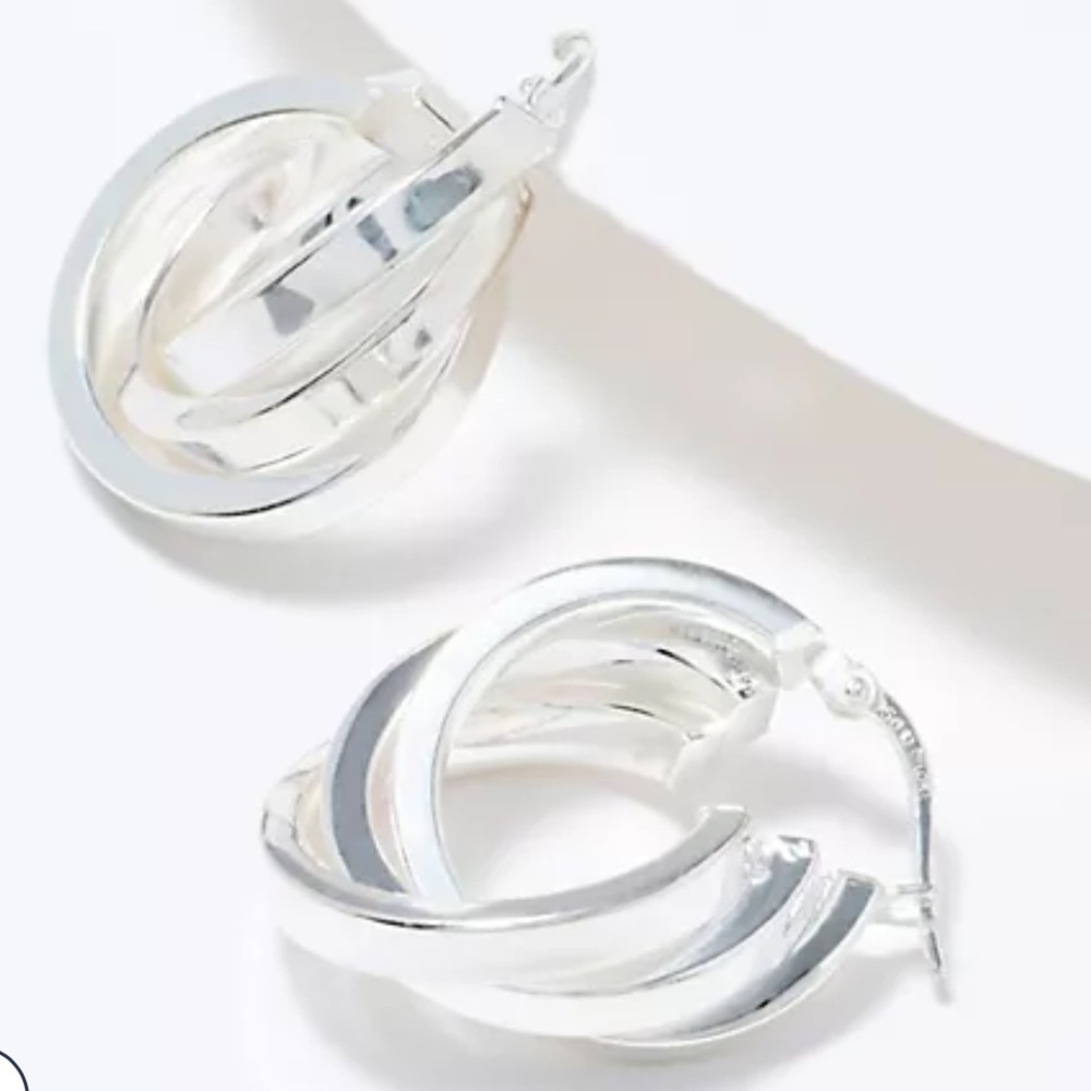 New UltraFine 950 Silver Triple Hoop 1"‎ Earrings, 5.3g
